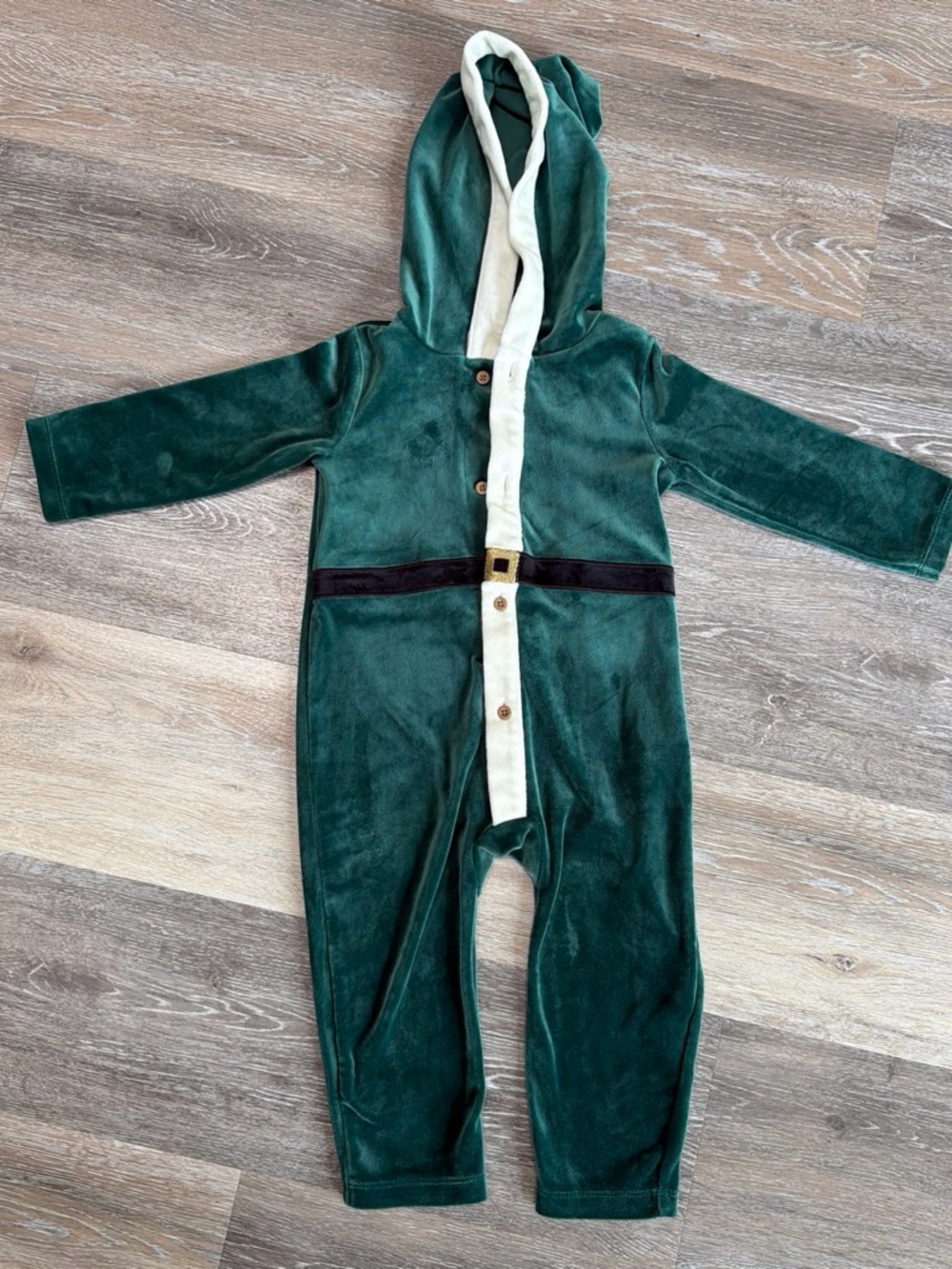 Carter's Dark Green Hooded One-Piece Romper with Belt Accent